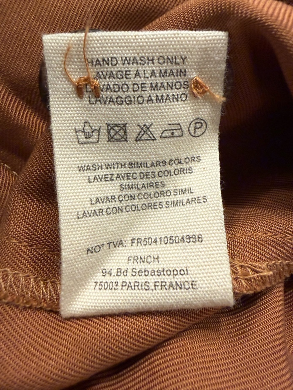 FRNCH Paris Rust Brown Wide Leg Pants | High Rise Lyocell Trousers | Size M - Picture 7 of 7